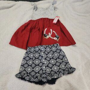 NWT Ricrac & Ruffles horse shoe 2 piece set Size 6
